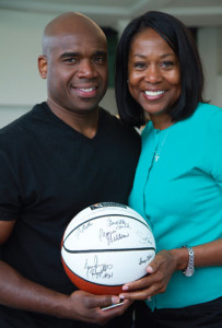 Anthony and Peggie celebrate her induction in the Women’s Basketball Hall of Fame in 2013.