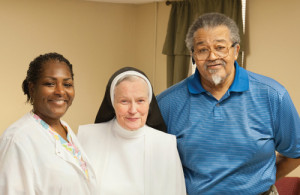 Felita Brown, Sister Trinita, and Alexander Young work side by side every day to give the very best to the patients who come to the Community Clinic.