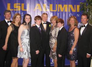 Joey's dad, Jody Fail, was selected LSU Distinguished Alumni of the Year in 2012. Pictures are James, Joey, Jessica, John, Jody, and Nancy Fail, Joseph, Brandi and Alan Callison.