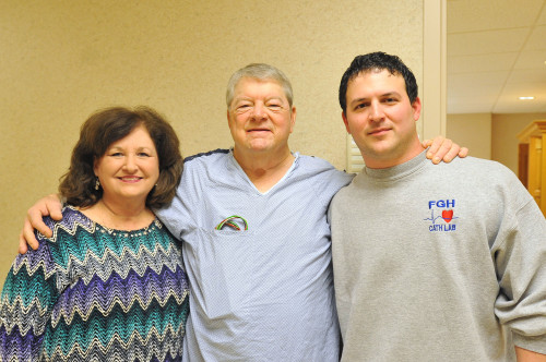 Pictured from left to right: Melinda Simmons, patient’s wife; Ronnie Simmons, patient and Curtis “Miles” Hinton, RN.