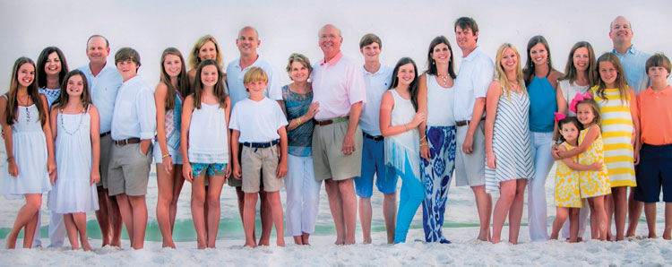 The McCraney’s summer vacation is like summer camp! Left to Right by “tribe”: Gracie, Heather, Mimi, Tad, and Tanner McCraney; Alice, Kathryn, Anabel, Will, and Owen McCraney; Jane and Tom McCraney; Tad, Joyner, Kate, John, McCraney, and Jane Lloyd Brown; Mary Winston, Courtney, Kate, Caroline, Patrick, and Robert McCraney.