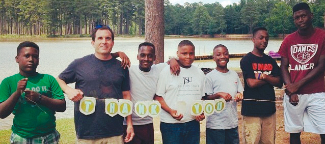 Walter Donald (second from left) with students from Red Door at Lake Forest Ranch camp in Macon, Mississippi.