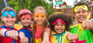  kids dressed as superheros
