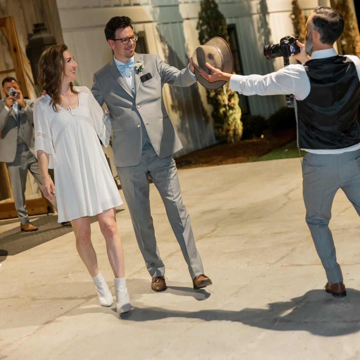 Katie and Stephen Ginn leaving their wedding reception