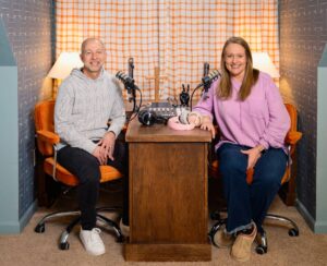 Rusty and Heather Bryant in their in-home podcast studio